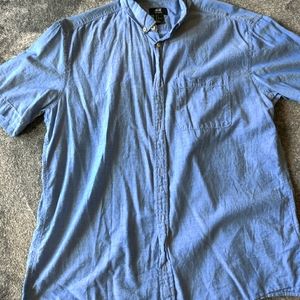 H&m men's button up short sleeve denim